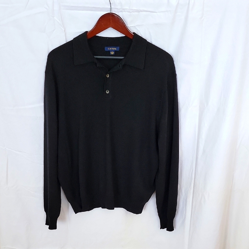 Black Long Sleeve Polo Shirt